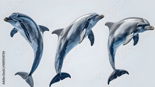 Playful Dolphin Soaring Through CrystalClear Waters Vibrant Transparent Background for Aquarium Advertisements photo