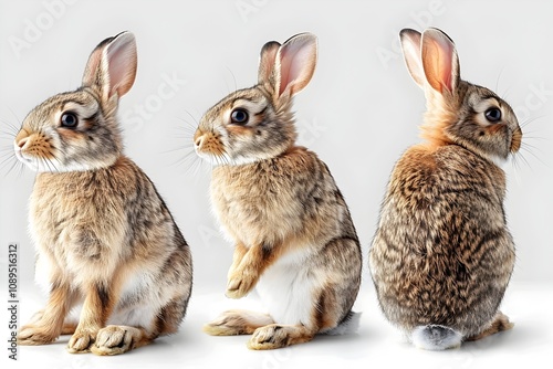 Adorable Rabbit in Multiple Angles A Delightful Easter Holiday Icon