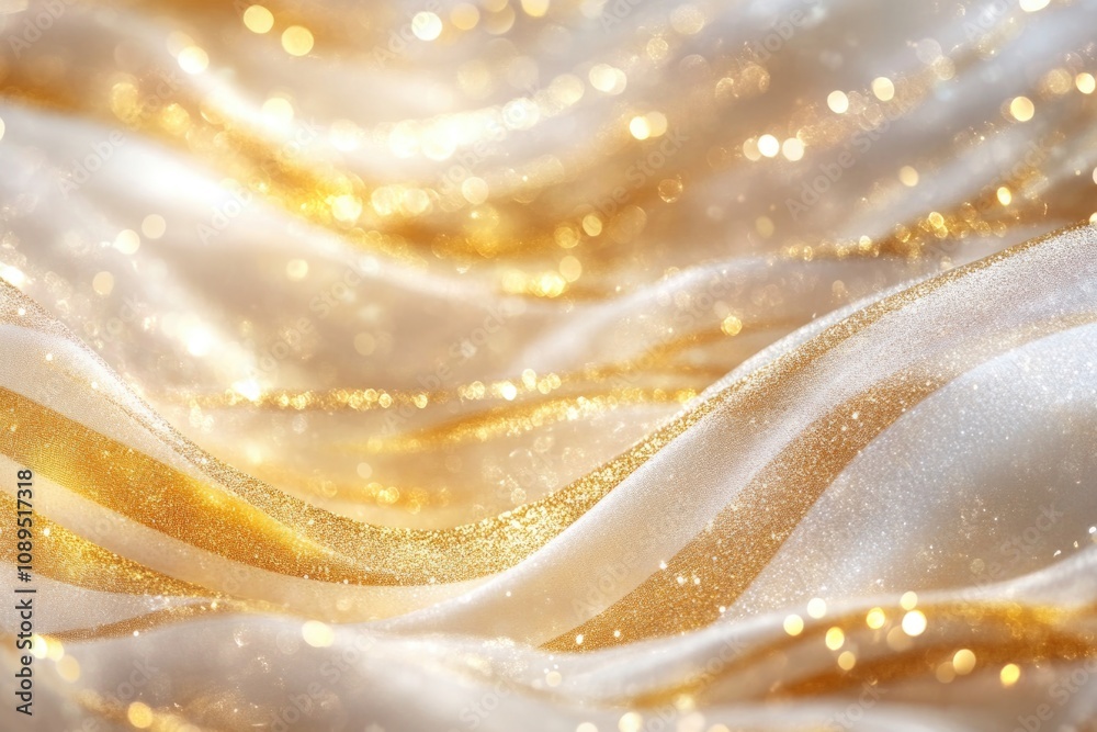A detailed shot of a white and gold cloth, ideal for use in fashion or textile designs A detailed shot of a white and gold cloth, ideal for use in fashion or textile designs