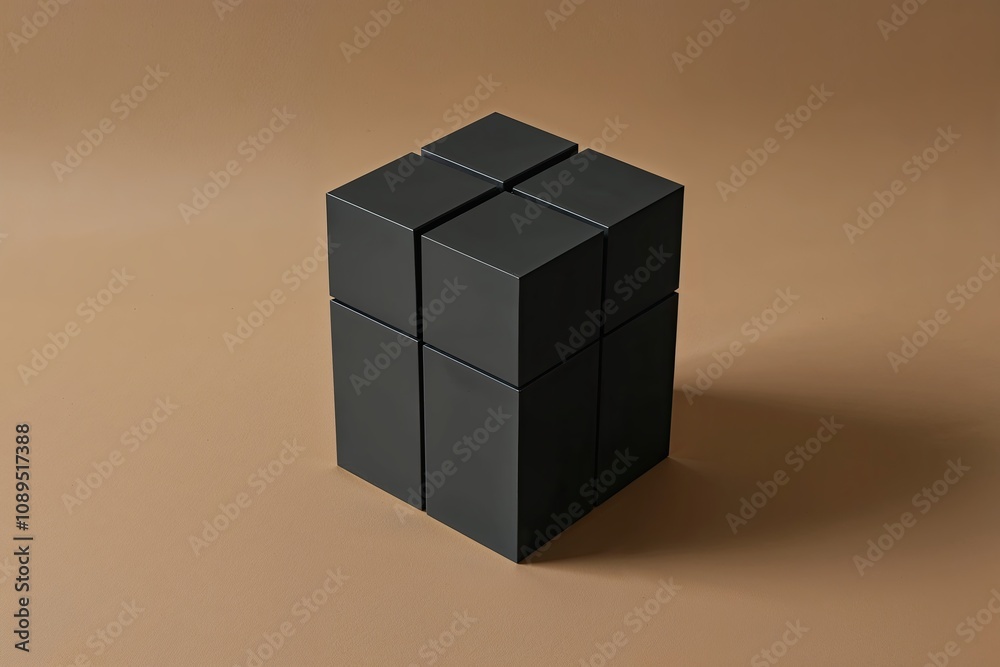 Monochrome Cube Designs on Tan Background in 3D Artistry Monochrome Cube Designs on Tan Background in 3D Artistry