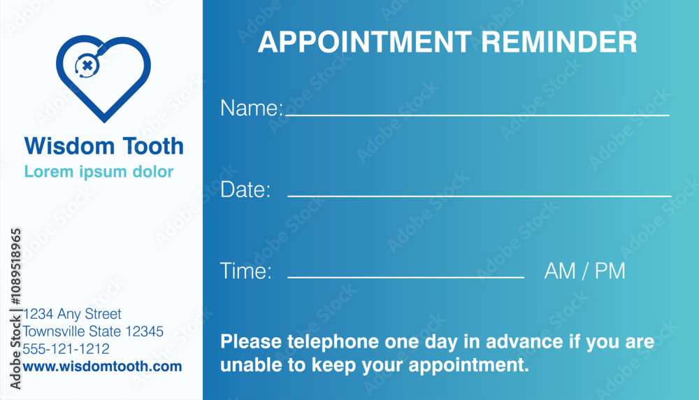 Fotografija blue appointment reminder card designed vector illustration
