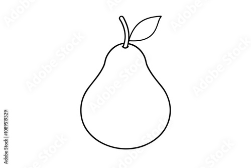 Pear fruit outline vector, Pear line art vector illustration