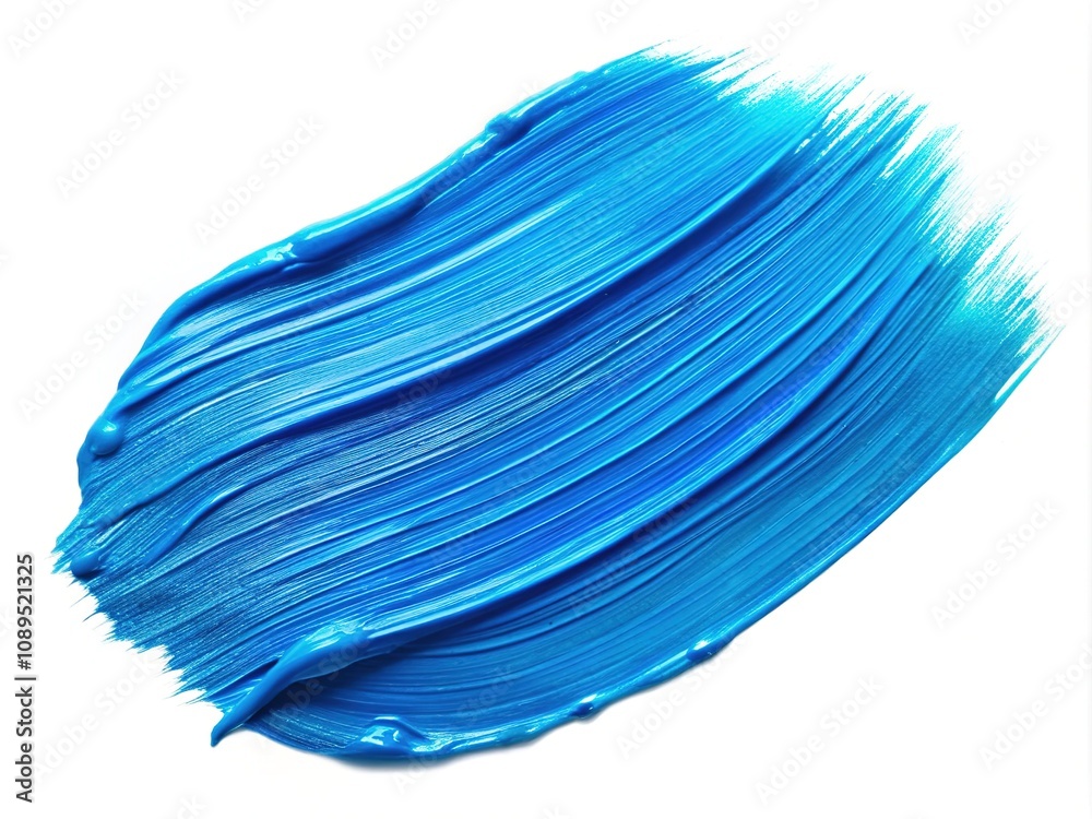 A bold blue acrylic brush stroke, isolated on a pristine white background, ideal for creative design applications and a motivating source of artistic inspiration. Discover its allure.