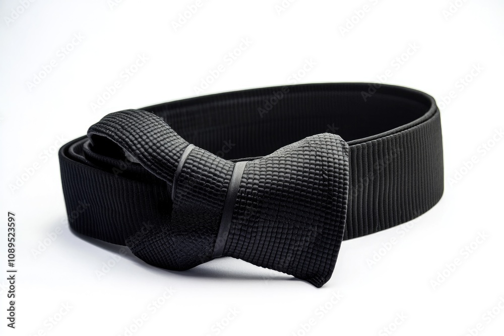 A detailed view of a bow tie attached to a belt, great for fashion or accessory photography A detailed view of a bow tie attached to a belt, great for fashion or accessory photography