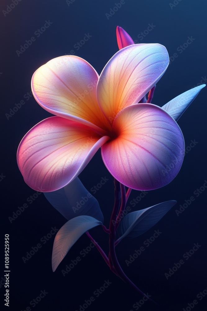 Vibrant Plumeria Flower Blooming in the Night Vibrant Plumeria Flower Blooming in the Night