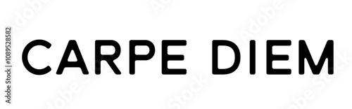 Vector graphics: Motivation through the saying "Carpe Diem", quote from the Roman poet Horace, colloquial translation: "Seize the day“, font style: Sans, font 4