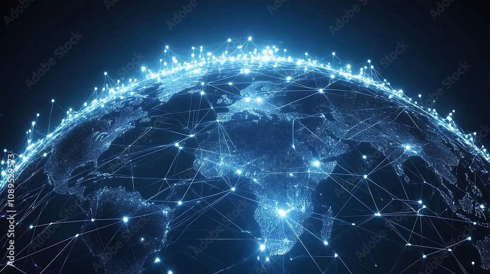 Abstract glowing global business network data flowing through a tech grid Abstract glowing global business network data flowing through a tech grid
