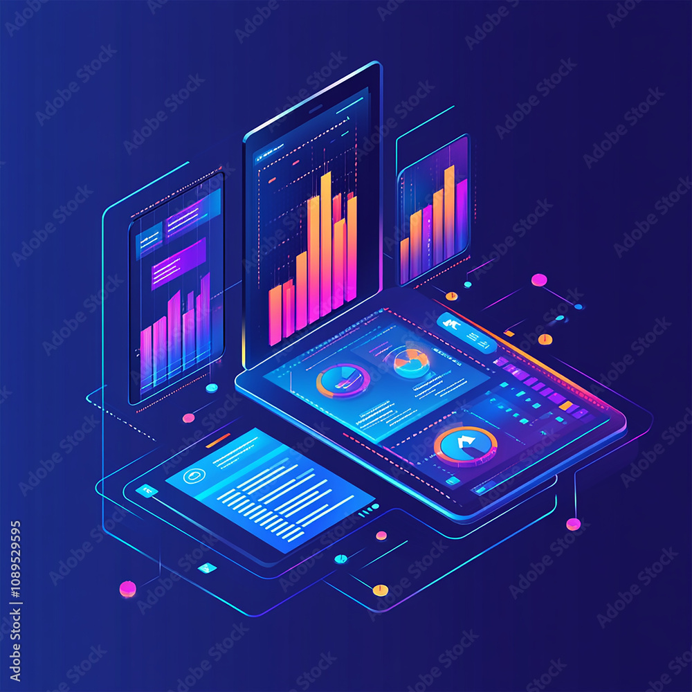 Smartphone application displaying business graphs and analytics data on an isometric mobile phone. It involves analyzing trends and financial strategies using infographic charts. Smartphone application displaying business graphs and analytics data on an isometric mobile phone. It involves analyzing trends and financial strategies using infographic charts.