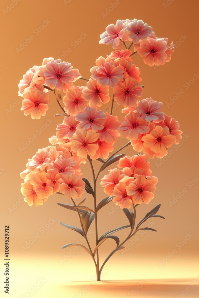 Vibrant Floral Bouquet Against Orange Backdrop Vibrant Floral Bouquet Against Orange Backdrop