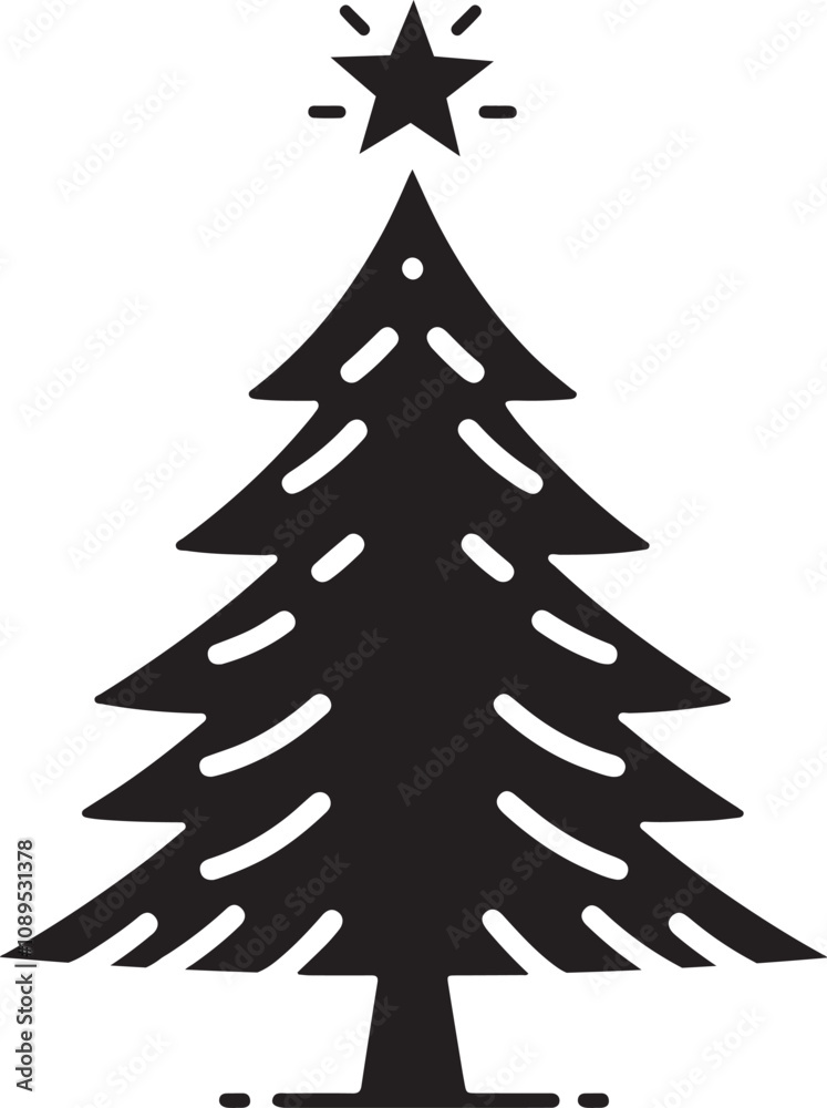 A Christmas tree silhouette vector on a white background A Christmas tree silhouette vector on a white background