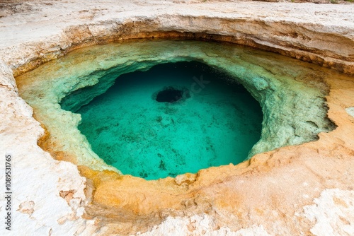 Wallpaper Mural  a small pool of water in the middle of a rocky area surrounded by lush green plants The pool is located in Yellowstone National Park, Wyoming, USA Torontodigital.ca