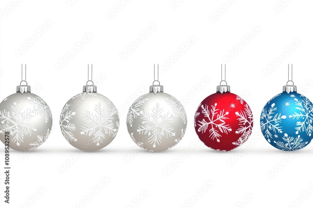 Obraz premium Decorative Christmas ornaments featuring intricate snowflake designs