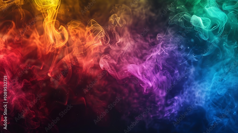 A vibrant, colorful abstract swirl of smoke-like patterns in various hues. A vibrant, colorful abstract swirl of smoke-like patterns in various hues.