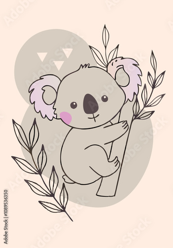 Picture of a koala on a branch: how to add a touch of nature to a nursery with stylish decor photo