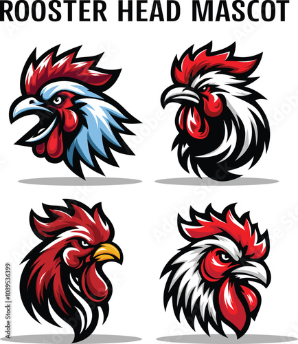 Wallpaper Mural Rooster Head Mascot Collection Set, Chicken Rooster illustration vector Logo Torontodigital.ca