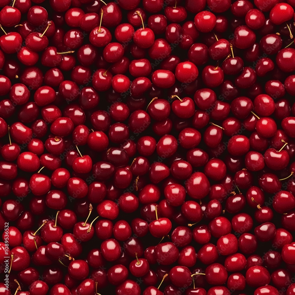 Cherries scattered in even layer, seamless pattern Cherries scattered in even layer, seamless pattern