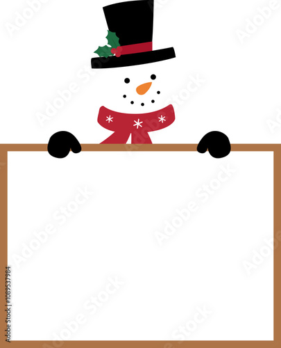 Christmas snowman holding blank sign vector
Snowman holding blank sign element vector.
Transparent background.