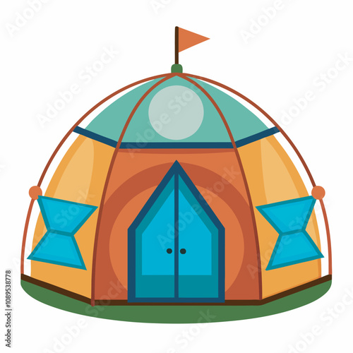 blue tent isolated on white