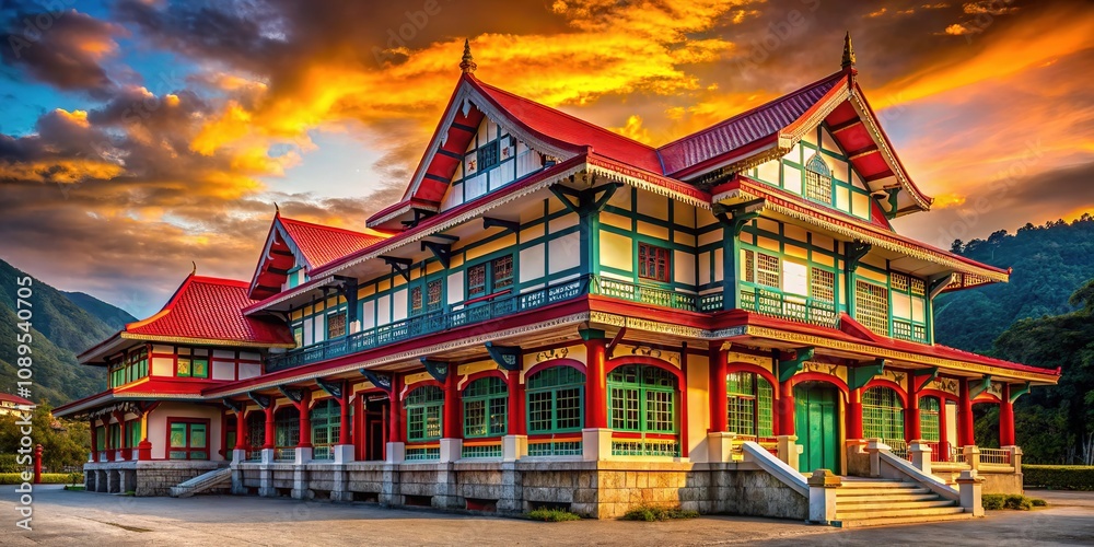 Obraz premium An AI-rendered image of the historical Sabah War Memorial Park building.