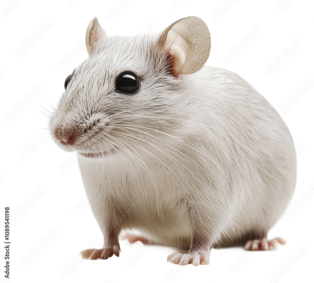 PNG Cute white mouse standing on a white background PNG Cute white mouse standing on a white background
