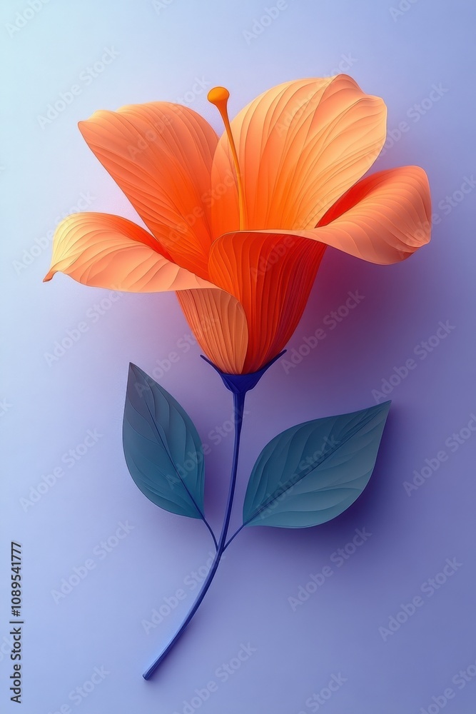 Fototapeta premium Vibrant Hibiscus Flower Against a Pastel Blue Background