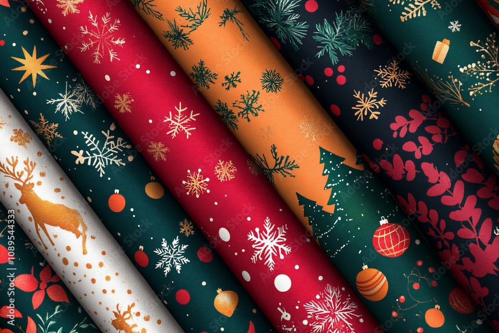 Vibrant Christmas Digital Paper with Festive Elements Vibrant Christmas Digital Paper with Festive Elements
