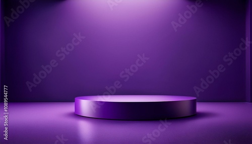 Empty room interior design or purple pedestal display on vivid background with blank stand