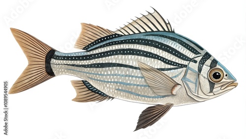 Zebrafish Isolated on White Background, Fresh Zebrafish Isolated on White  
