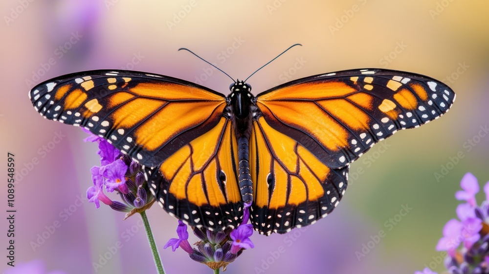 Monarch Butterfly on Lavender Flower Monarch Butterfly on Lavender Flower