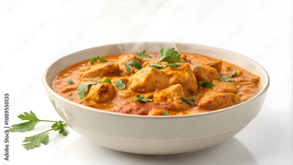 Chicken Tikka Masala curry in bowl, flavorful Chicken Tikka Masala isolated on white
Chicken Tikka Masala curry in bowl, flavorful Chicken Tikka Masala isolated on white
