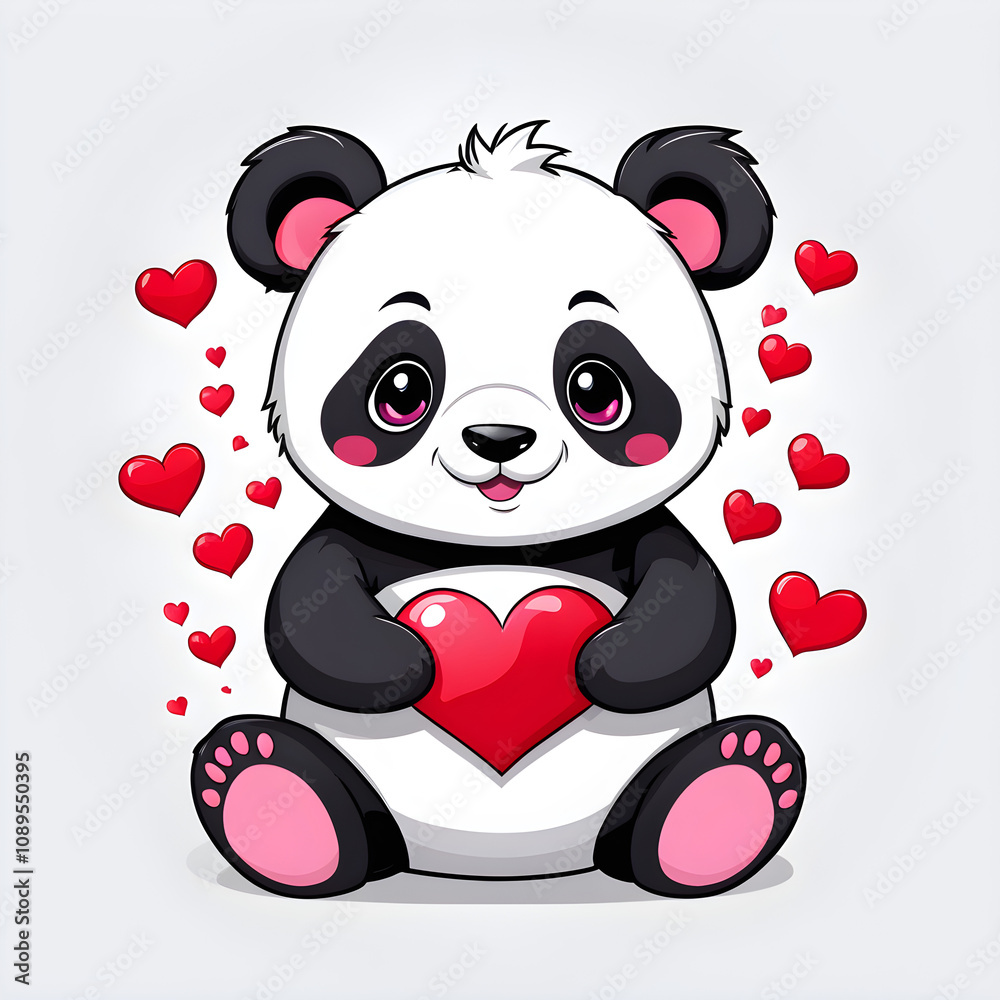 Obraz premium panda with hearts