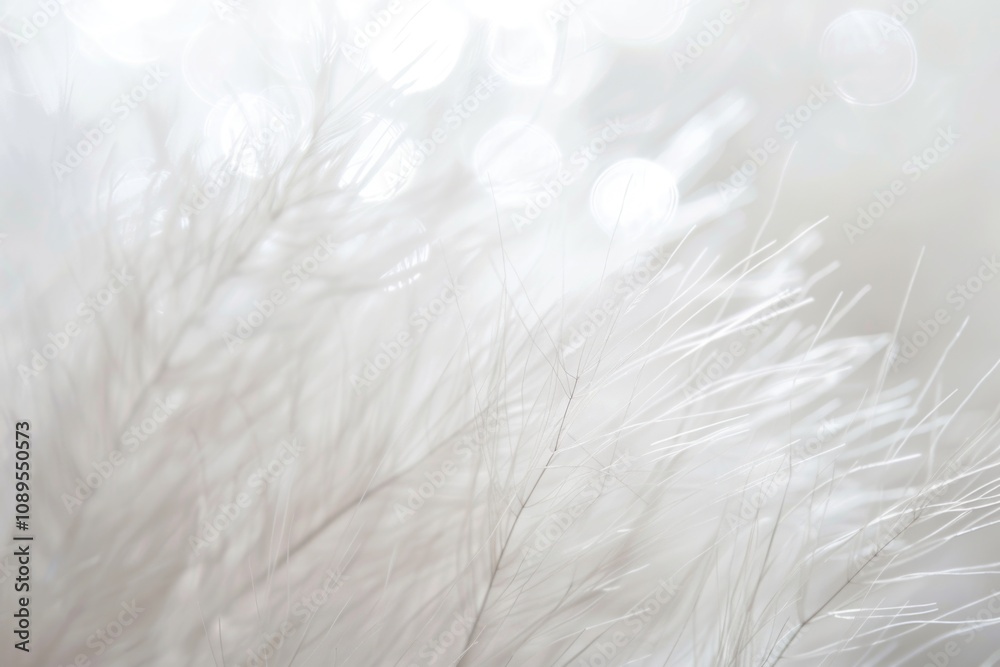 Obraz premium A close-up shot of a white feather on a blurred background