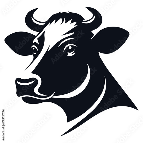 Vector of cow head design on white background	