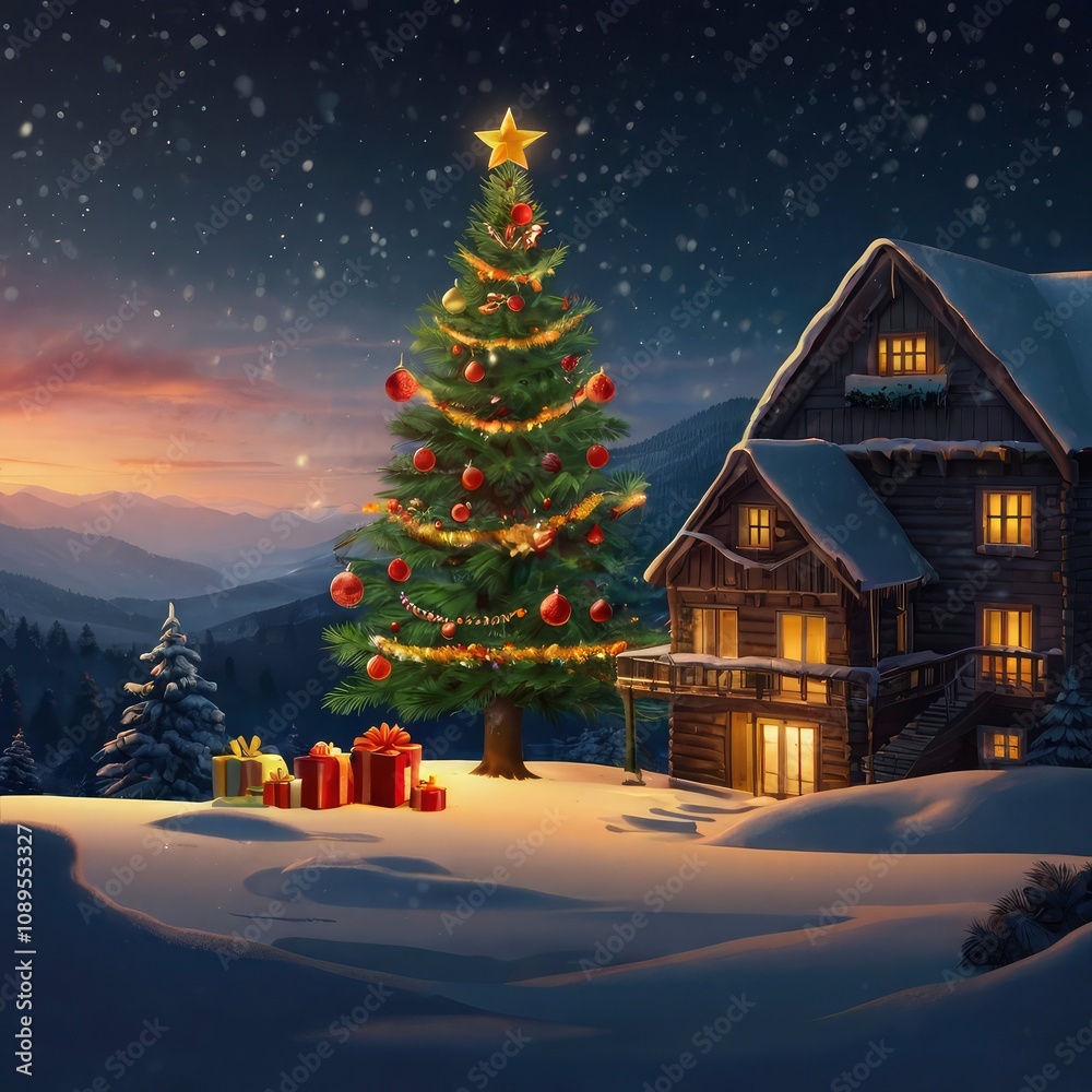 Christmas tree with gifts and decorations Christmas tree with gifts and decorations