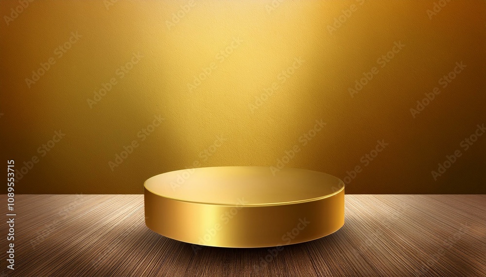 Empty room interior design or gold pedestal display on vivid background with blank stand Empty room interior design or gold pedestal display on vivid background with blank stand