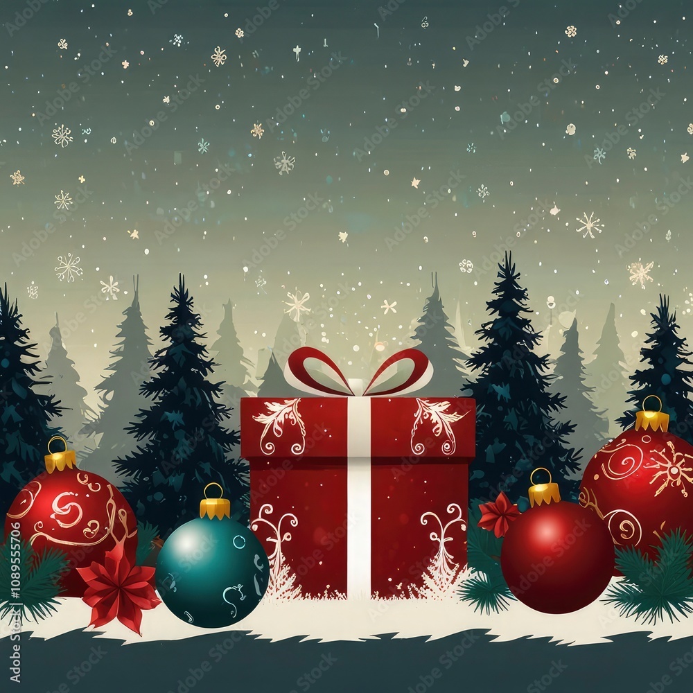 Obraz premium Christmas tree with gifts and decorations