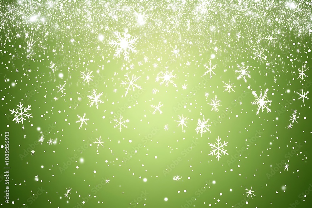 Abstract shimmering snow effect on a gradient green background Abstract shimmering snow effect on a gradient green background
