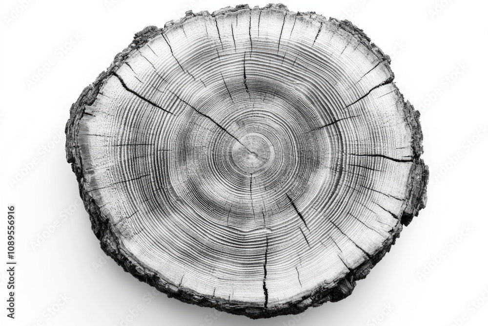 Obraz premium A monochromatic image of a tree trunk remains after cutting, suitable for use in rustic or vintage-themed designs