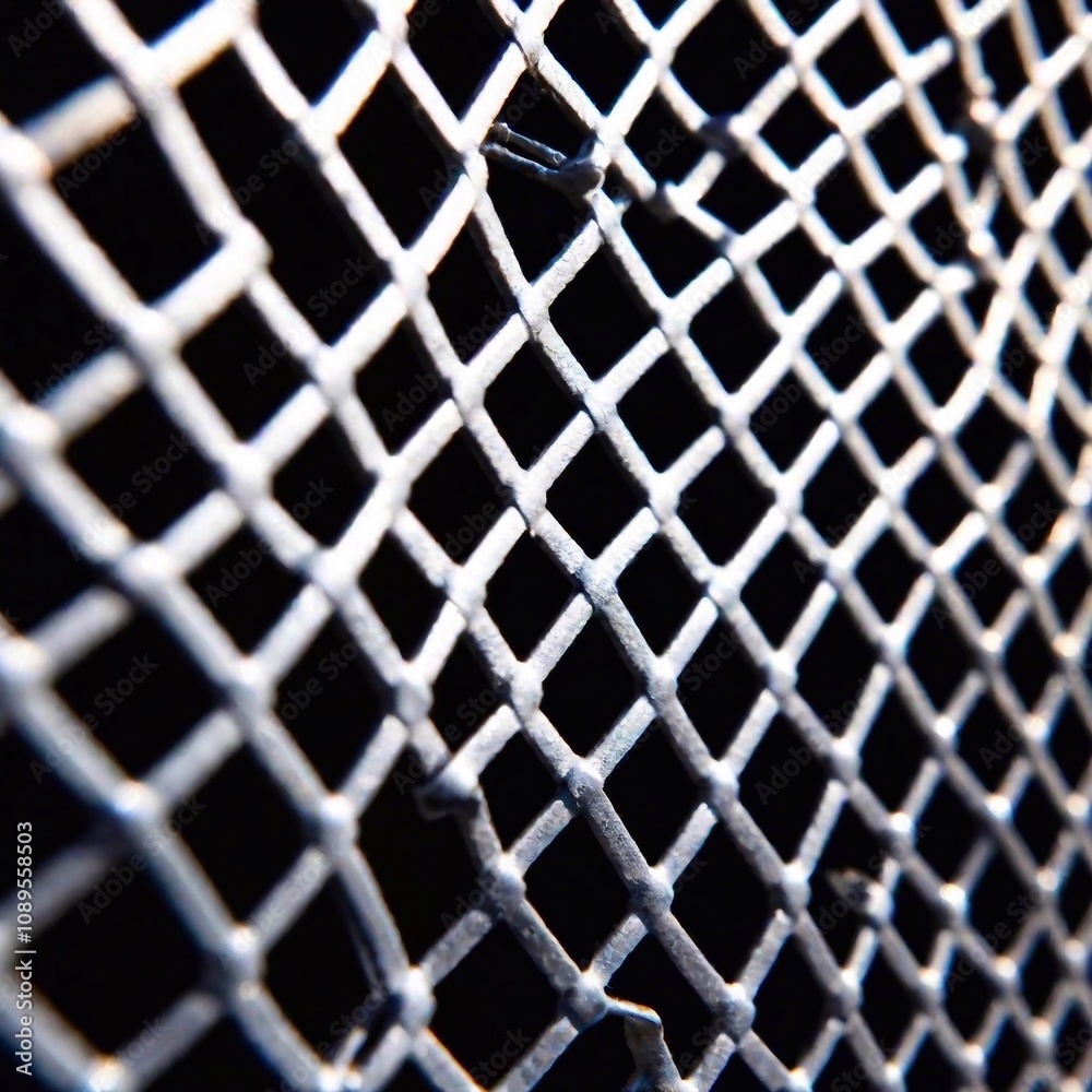 Detailed macro of a metallic mesh, highlighting the texture and small reflections. Detailed macro of a metallic mesh, highlighting the texture and small reflections.