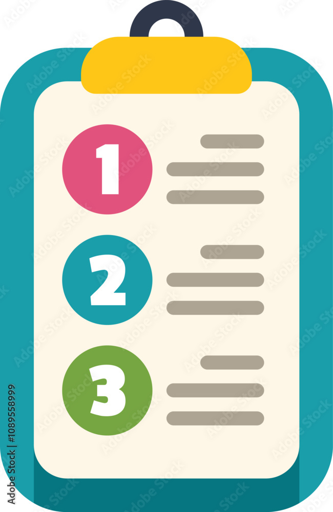 Clipboard with numbers showing steps of business project management process Clipboard with numbers showing steps of business project management process