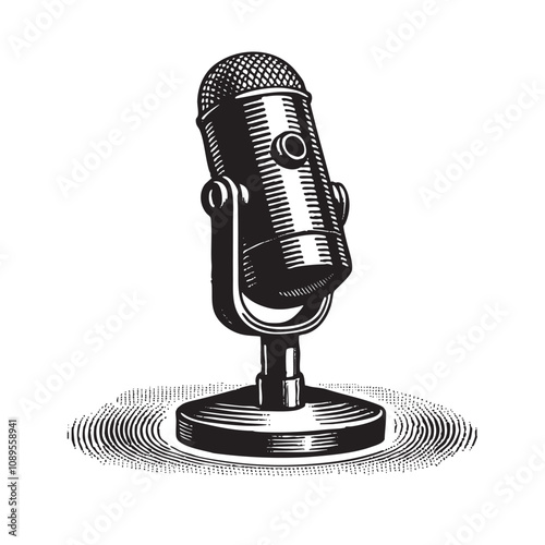 podcast microphone halftone vector illustration