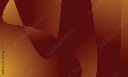 This image features an abstract design with a warm color palette, primarily shades of deep red, orange, and brown. The composition includes smooth, overlapping, curving shapes and gradients, creating 