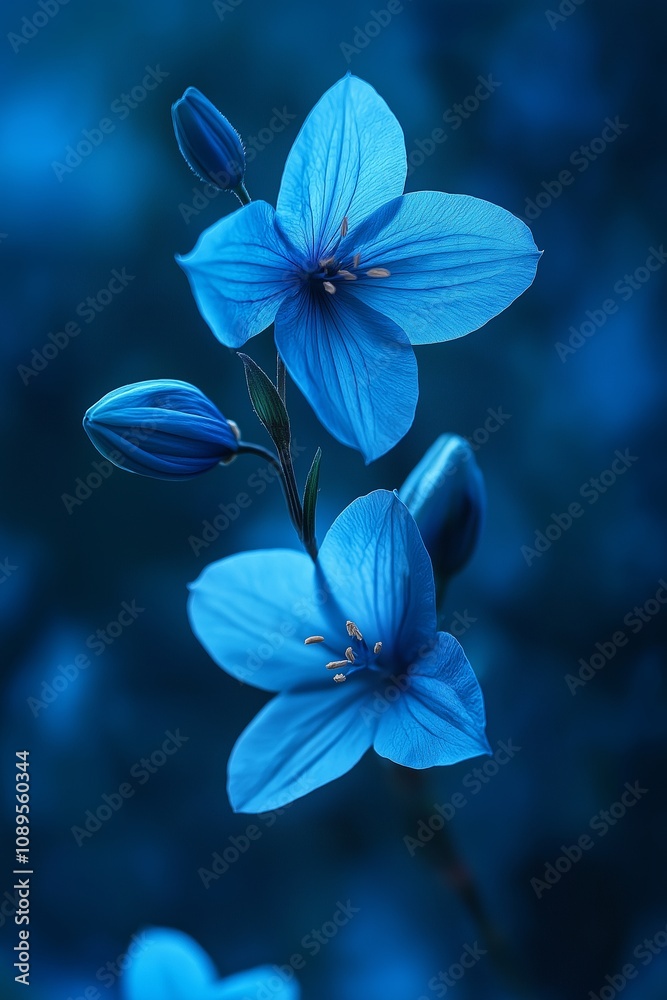 A captivating scene of blue flowers stretching upward represents growth and the beauty of nature. A captivating scene of blue flowers stretching upward represents growth and the beauty of nature.
