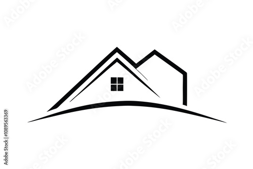 Modern house logo line art