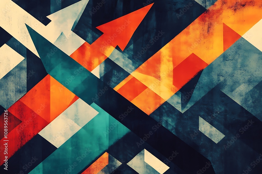 Fototapeta premium Abstract geometric patterns with upward financial arrows