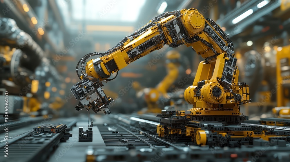 Robotic Arm Assembling Components in Factory Robotic Arm Assembling Components in Factory