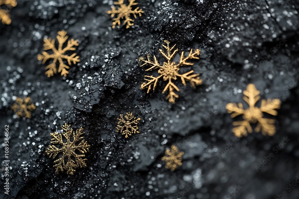 Dark gray with golden snowflakes for holiday wishes Dark gray with golden snowflakes for holiday wishes
