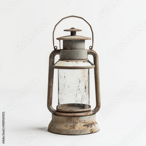 Vintage Oil Lantern with Rustic Handle Game Art Concept Isolated on White Background