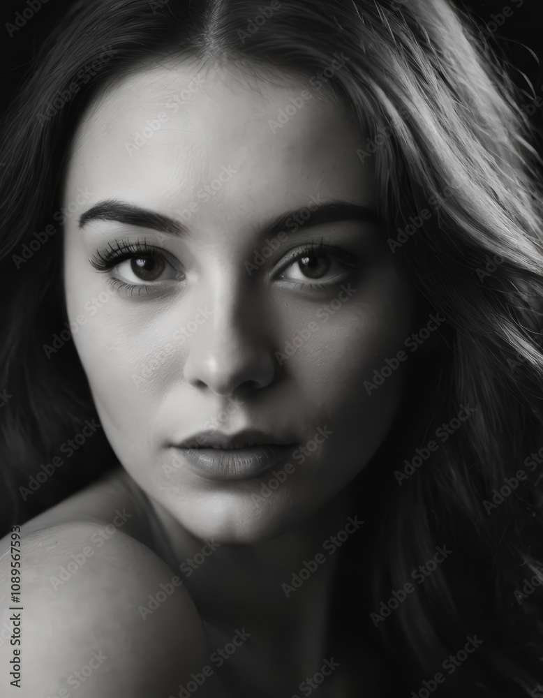 black and white portrait of a young model, beautiful face a girl black and white portrait of a young model, beautiful face a girl