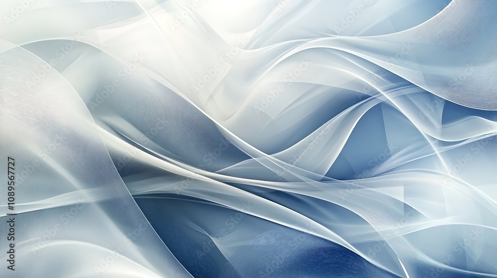 Dynamic abstract waves in blue and silver for a high-tech business feel